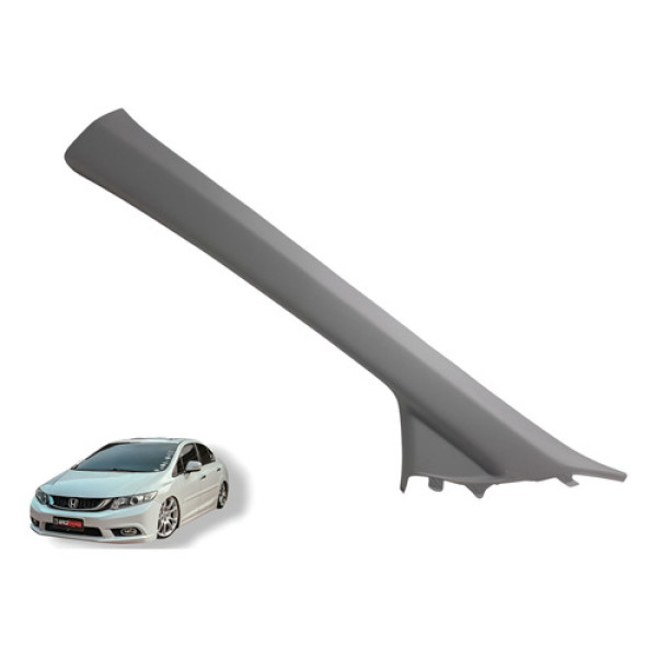 Acabamento Coluna Esquerda Parabrisa Civic 2012 À 2016 Usado Cinza Claro Listras